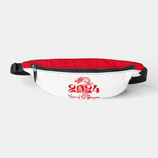 2024 Jaar van de draak wit rood Heuptasje (Voorkant)
