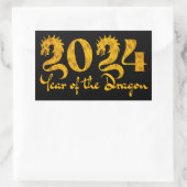 2024 JAAR VAN DE DRAGON GOUD RECHTHOEKIGE STICKER (Tas)
