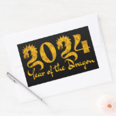 2024 JAAR VAN DE DRAGON GOUD RECHTHOEKIGE STICKER (Envelop)