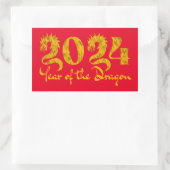 2024 JAAR VAN DE DRAGON GOUD RECHTHOEKIGE STICKER (Tas)