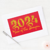2024 JAAR VAN DE DRAGON GOUD RECHTHOEKIGE STICKER (Envelop)