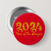 2024 JAAR VAN DE DRAGON GOUD RONDE BUTTON 7,6 CM (Voorkant /achterkant)