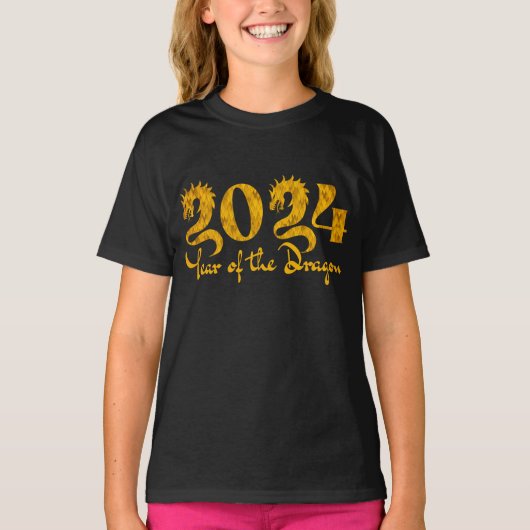 2024 JAAR VAN DE DRAGON GOUD T-SHIRT (Voorkant)