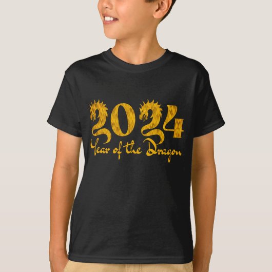 2024 JAAR VAN DE DRAGON GOUD T-SHIRT (Voorkant)