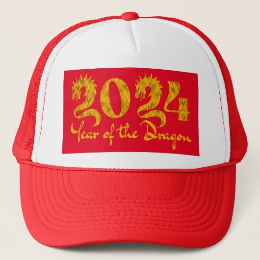 2024 JAAR VAN DE DRAGON GOUD TRUCKER PET (Voorkant)