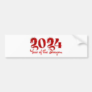 2024 JAAR VAN DE DRAGON RODE BUMPERSTICKER