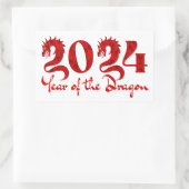 2024 JAAR VAN DE DRAGON RODE RECHTHOEKIGE STICKER (Tas)