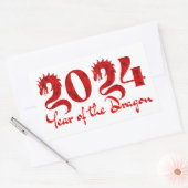 2024 JAAR VAN DE DRAGON RODE RECHTHOEKIGE STICKER (Envelop)