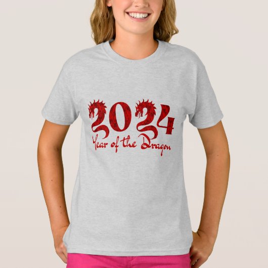 2024 JAAR VAN DE DRAGON RODE T-SHIRT (Voorkant)