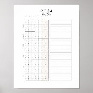 2024 januari - juni blokkalender Wall Poster
