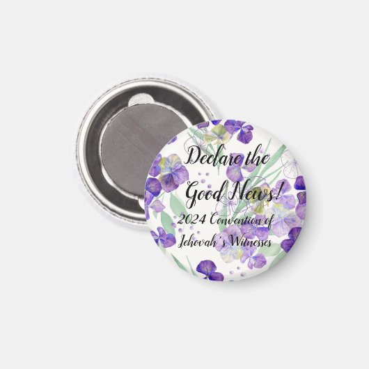 2024 JW Convention Hydrangea petals customizable Magneet (Voorkant / Achterkant)