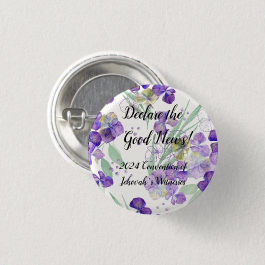 2024 JW Convention Hydrangea petals customize Ronde Button 3,2 Cm (Voorkant /achterkant)