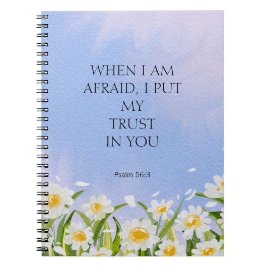 2024 JW Jaar Tekst Psalm 56:3 wit bloemig Notitieboek (Voorkant)