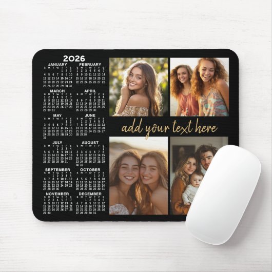 2024 Kalender - 4 fotocollage moderne scripttekst Muismat (Met muis)