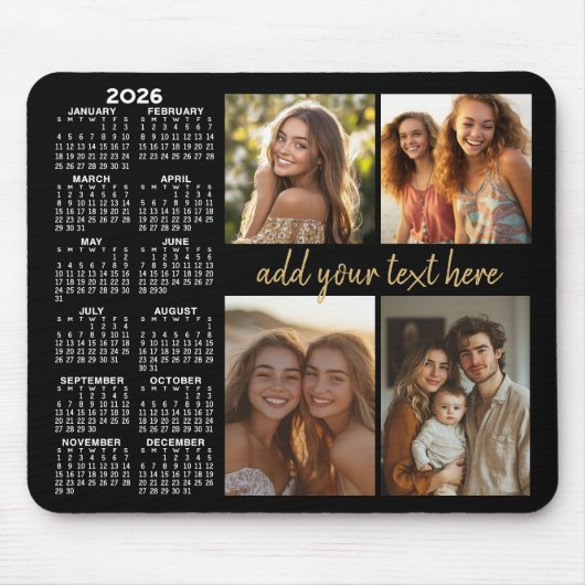 2024 Kalender - 4 fotocollage moderne scripttekst Muismat (Voorkant)