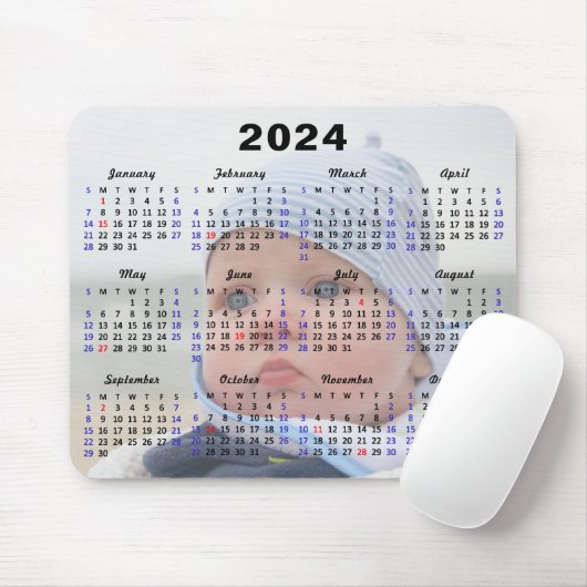 2024 Kalender Amerikaanse Feestdagen Volledige fot Muismat (Met muis)