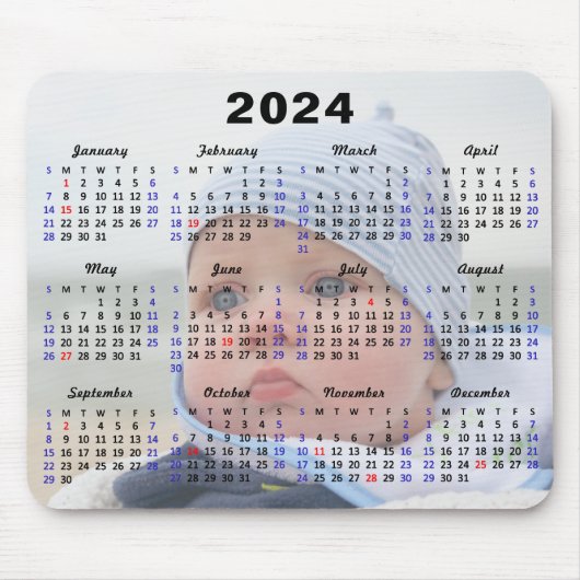2024 Kalender Amerikaanse Feestdagen Volledige fot Muismat (Voorkant)