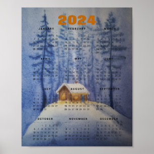 2024 kalender aquarel poster