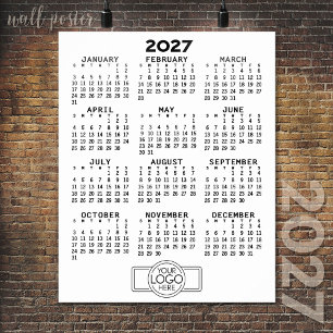2024 Kalender - Basic Zwart Wit Minimaal Poster