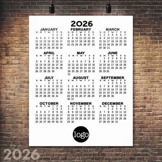 2024 Kalender - Basic Zwart Wit Minimaal Poster