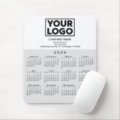 2024 Kalender Bedrijf Logo en Tekst Grijs Wit Muismat (Met muis)
