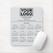 2024 Kalender Bedrijf Logo en Tekst op Grijs Muismat (Met muis)