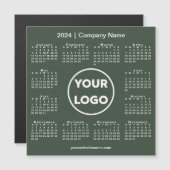 2024 Kalender Bedrijf Logo op Bos Groene Magneet (Voorkant / Achterkant)