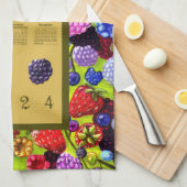 2024 Kalender Berries Border Blackberry Strawberry Theedoek (Quarter Fold)