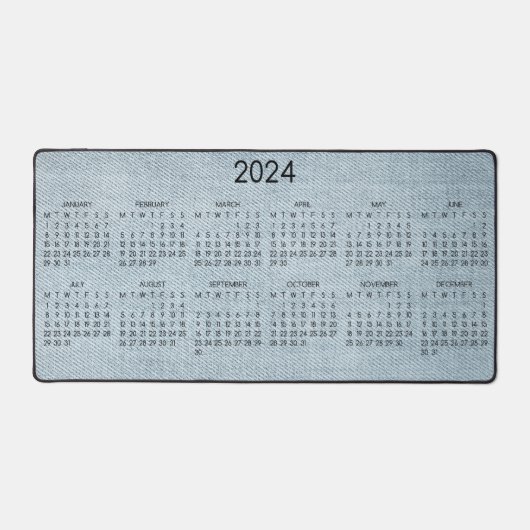 2024 Kalender Blauw Denim Foto Bureaumat (Voorkant)