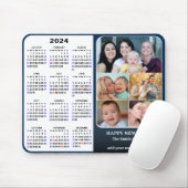 2024 Kalender Blauw Familie Fotocollage US Vakanti Muismat (Met muis)