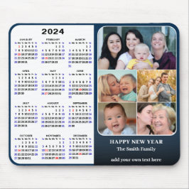 2024 Kalender Blauw Familie Fotocollage US Vakanti Muismat