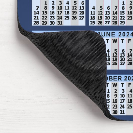 2024 Kalender Blauw Gemakkelijk Custom Business Lo Muismat (Hoek)