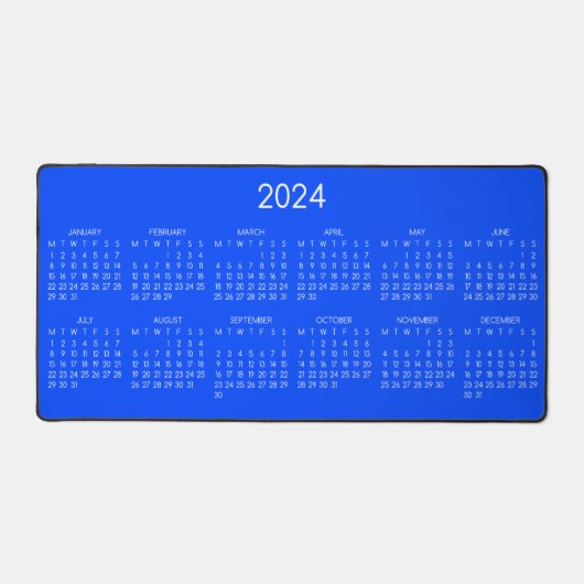 2024 Kalender Blauwe Kleur Achtergrond Bureaumat (Voorkant)