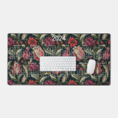 2024 Kalender Bloemen Floral Achtergrond Patroon Bureaumat (Keyboard & Muis)