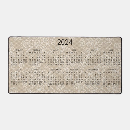 2024 Kalender Bloemen Kant Kraft Foto Afbeelding Bureaumat (Voorkant)