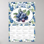 2024 Kalender  Blueberries Waterverf Poster (Voorkant)