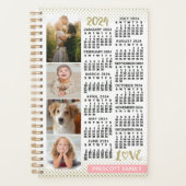 2024 Kalender Blush Roze Goud Fotocollage Klein Planner (Voorkant)