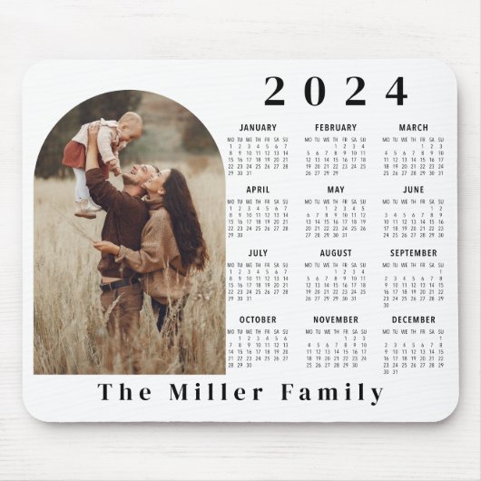 2024 Kalender boho modern 1 foto zwart wit Muismat (Voorkant)