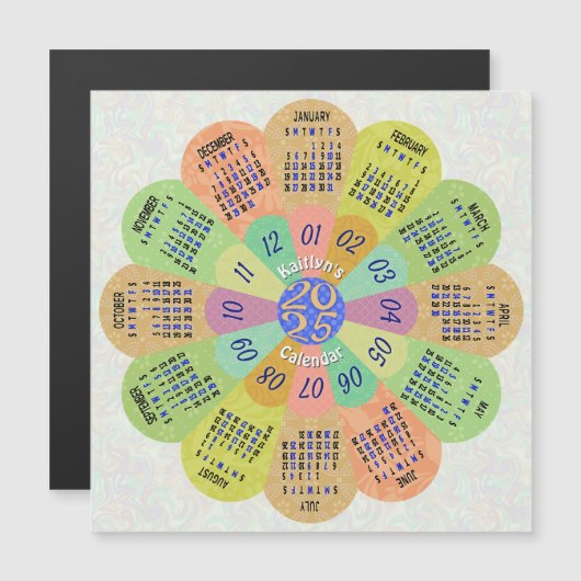 2024 Kalender Boho Retro Bloem Aangepaste Naam Mag (Voorkant / Achterkant)