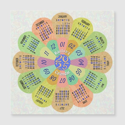 2024 Kalender Boho Retro Bloem Aangepaste Naam Mag (Voorkant)