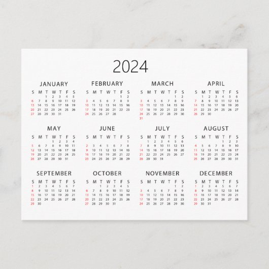 2024 kalender  briefkaart (Voorkant)