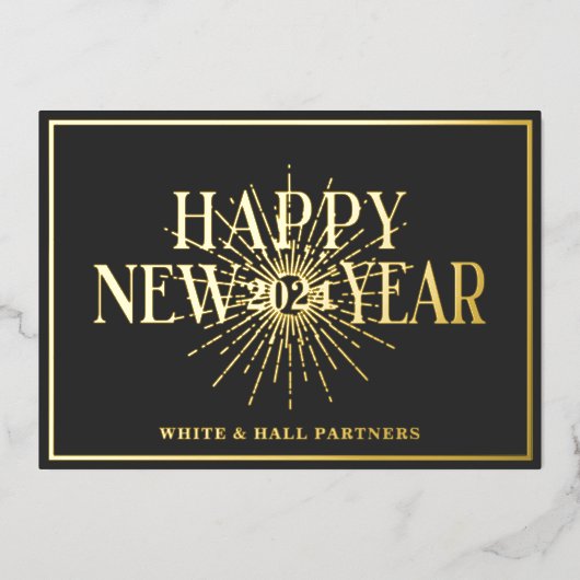 2024 Kalender Business Gelukkig Nieuwjaar Logo Folie Feestdagenkaart (Voorkant)