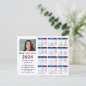 2024 Kalender Business Logo US Patriottisch Blauw  Feestdagenkaart (Staand voorkant)
