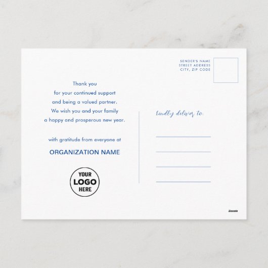 2024 Kalender Business Logo US Patriottisch Blauw  Feestdagenkaart (Achterkant)