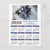 2024 Kalender Business Logo US Patriottisch Blauw  Feestdagenkaart (Voorkant)