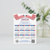 2024 Kalender Business Logo US Patriottisch Blauw  Feestdagenkaart (Staand voorkant)