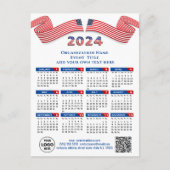 2024 Kalender Business Logo US Patriottisch Blauw  Feestdagenkaart (Voorkant)