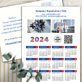 2024 Kalender Business Logo US Patriottisch Blauw  Feestdagenkaart