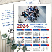 2024 Kalender Business Logo US Patriottisch Blauw  Feestdagenkaart
