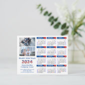 2024 Kalender Business Logo US Patriottisch Blauw  Feestdagenkaart (Staand voorkant)